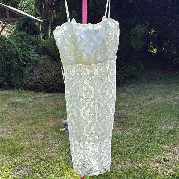 NWT Bardot Cream Sheath Dress Spaghetti Strap Wedding size 6 - Picture 1 of 11